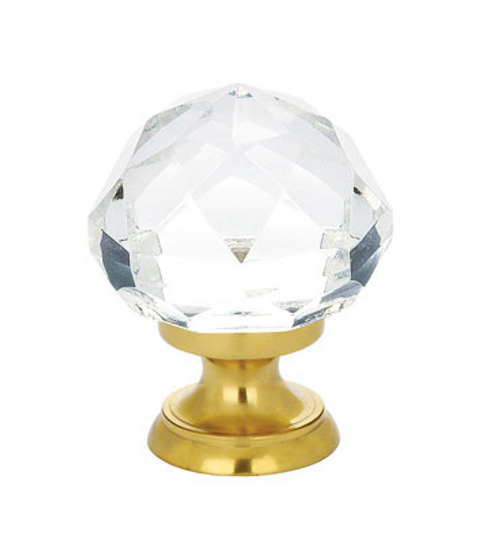 Emtek 86003US3NL Unlacquered Brass 1" Glass Diamond Cabinet Knob