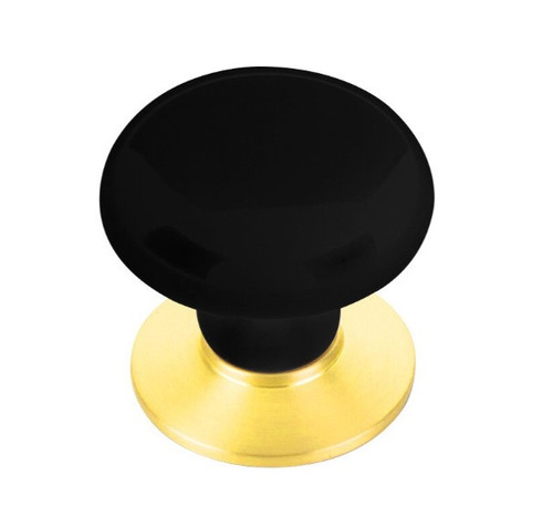 Emtek 86033US3NL Unlacquered Brass 1-3/4" Ebony Porcelain Knob with Brass Base