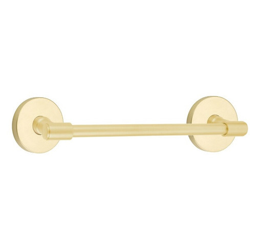 Emtek 29026US3NL Unlacquered Brass 18" Transitional Brass Towel Bar with Your Choice of Rose