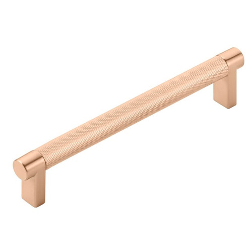 Emtek 84055.RECSCU.KNSCU Rectangular Stem Knurled Cabinet Pull with 6" Center to Center Satin Copper Finish