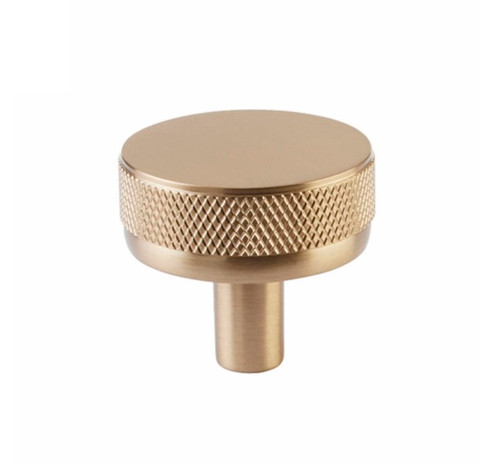 Emtek 86655.CCKUS4.KNKUS4 Conical Stem Knurled Knob 1-1/4" Select Cabinet Knob Satin Brass Finish