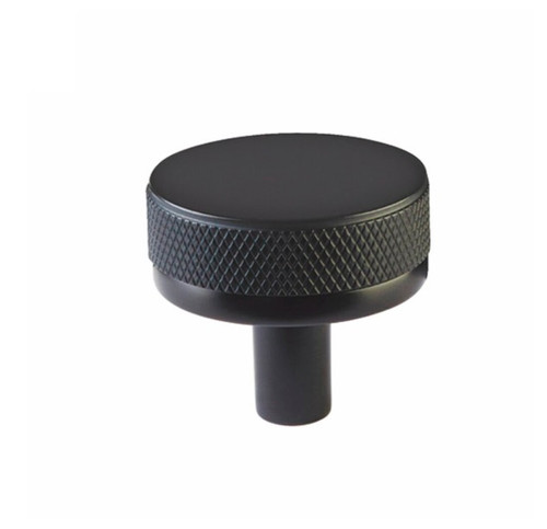 Emtek 86655.CCKUS19.KNKUS19 Conical Stem Knurled Knob 1-1/4" Select Cabinet Knob Flat Black Finish