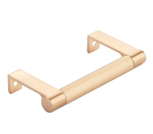 Emtek 84080.EDGRUS4.KNUS4 Select Cabinet Round Knurled Grip Edge Pull with 3-3/4" Center to Center Satin Brass Finish