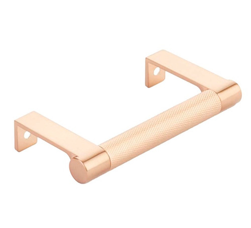 Emtek 84080.EDGRSCU.KNSCU Select Cabinet Round Knurled Grip Edge Pull with 3-3/4" Center to Center Satin Copper Finish