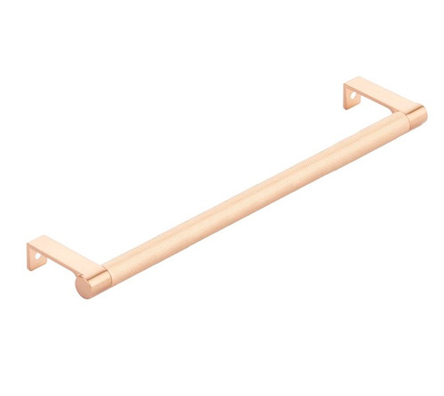 Emtek 84085.EDGRSCU.KNSCU Select Cabinet Round Knurled Grip Edge Pull with 10-1/4" Center to Center Satin Copper Finish