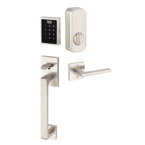 Emtek EMP0103XXXUS15 EMPowered™ Motorized Touchscreen Keypad Baden Entry Handleset with Your Choice of Handle Satin Nickel Finish