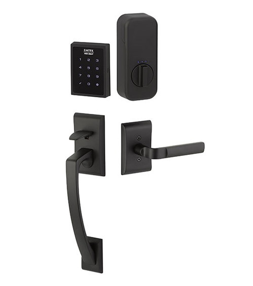 Emtek EMP0104XXXUS10B EMPowered™ Motorized Touchscreen Keypad Ares Entry Handleset with Your Choice of Handle Oil Rubbed Bronze Finish