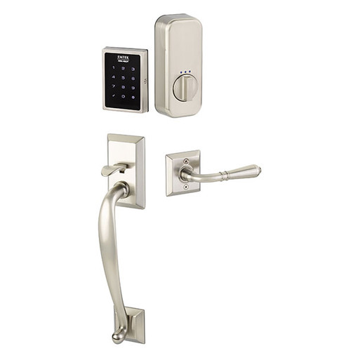 Emtek EMP0105XXXUS14 EMPowered™ Motorized Touchscreen Keypad Franklin Entry Handleset with Your Choice of Handle Polished Nickel Finish