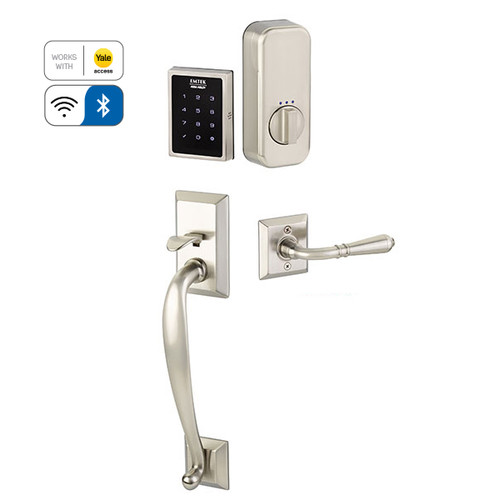 Emtek EMP1105XXXUS10B EMPowered™ Motorized Touchscreen Keypad Franklin Entry Handleset with Your Choice of Handle Connected by August Oil Rubbed Bronze Finish