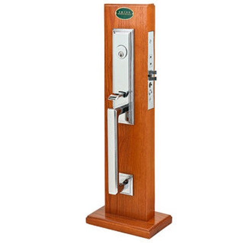 Emtek 3306US19 Flat Black Manhattan Style Single Cylinder Mortise Entryset with your Choice of Handle