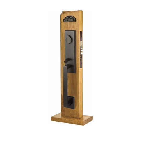 Emtek 3040MB Medium Bronze Rustic Modern Rectangular Dummy Mortise Entryset with Your Choice of Handle