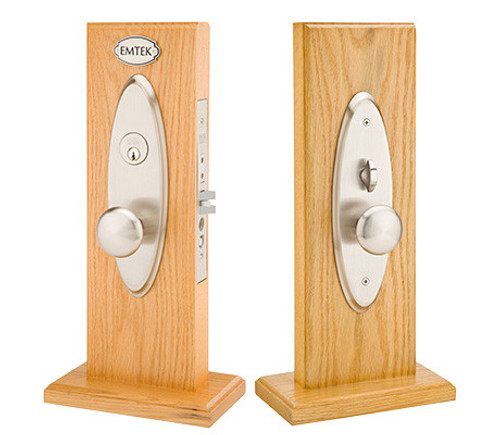 Emtek 3102US3NL Unlacquered Brass Memphis Style Dummy Mortise Entry Set with Your Choice of Handle