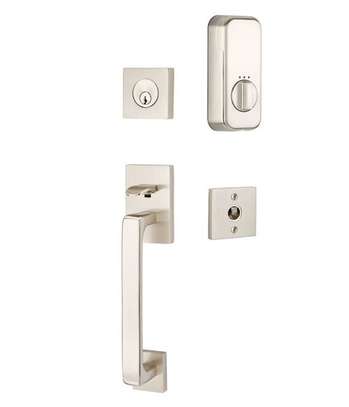 Emtek EMP4820XXXUS15 Baden Style EMPowered™ Motorized SMART Lock Satin Nickel Finish with Your Choice of Handle