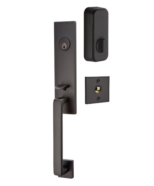 Emtek EMP4818XXXUS19 Davos Style EMPowered™ Motorized SMART Lock Flat Black Finish with Your Choice of Handle