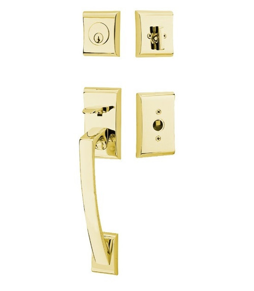 Emtek 4817US3NL Unlacquered Brass Modern Brass Ares Tubular Style Single Cylinder Entryset with Your Choice of Handle