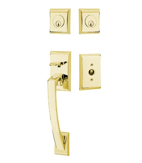 Emtek 4827US3NL Unlacquered Brass Modern Brass Ares Tubular Style Double Cylinder Entryset with Your Choice of Handle
