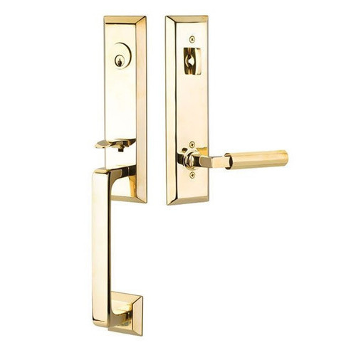 Emtek 4717US26 Polished Chrome Transitional Heritage Monolithic Brass Tubular Style Single Cylinder Entryset with Your Choice of Handle