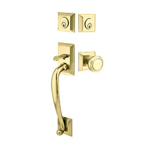Emtek 4423US3NL Unlacquered Brass Franklin Brass Tubular Style Double Cylinder Entryset with Your Choice of Handle