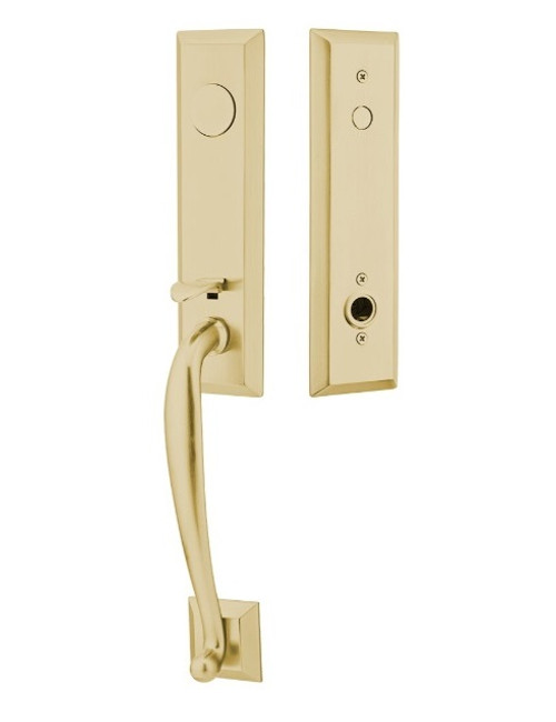 Emtek 4404US4 Satin Brass Adams Brass Tubular Style Dummy Entryset with Your Choice of Handle