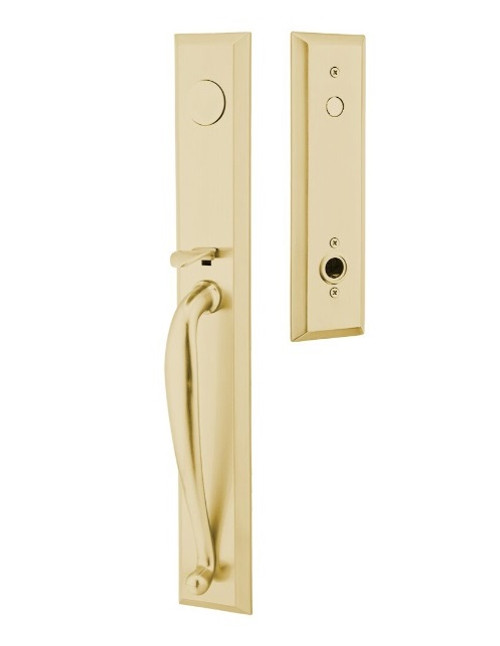 Emtek 4405US4 Satin Brass Jefferson Brass Tubular Style Dummy Entryset with Your Choice of Handle