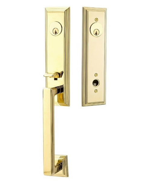 Emtek 4221US3NL Unlacquered Brass Wilshire Brass Tubular Style Double Cylinder Entryset with Your Choice of Handle