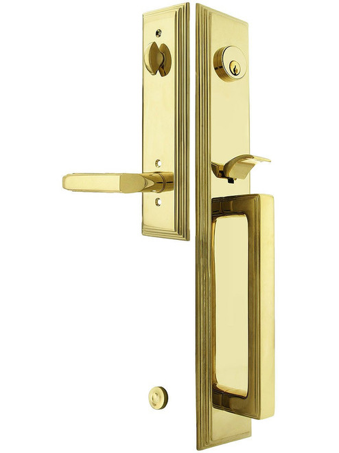 Emtek 4212US3NL Unlacquered Brass Melrose Brass Tubular Style Single Cylinder Entryset with Your Choice of Handle