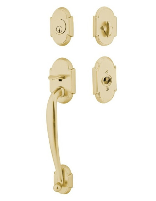 Emtek 4312US4 Satin Brass Nashville Brass Tubular Style Single Cylinder Entryset with Your Choice of Handle