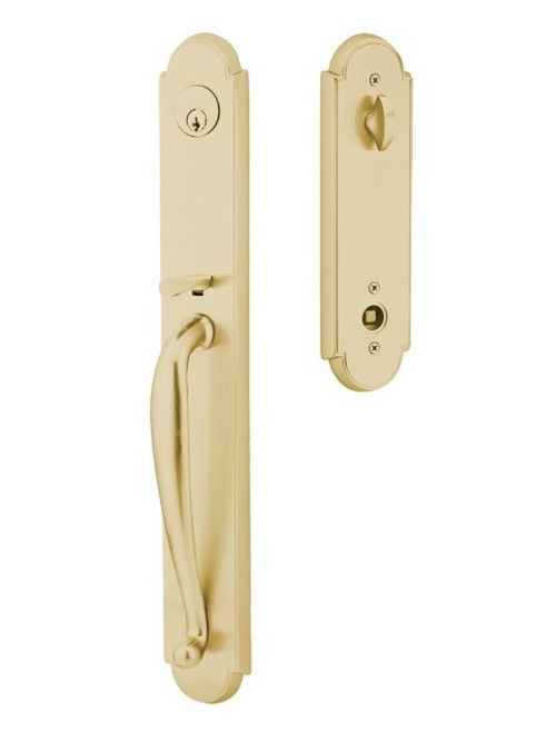 Emtek 4314US4 Satin Brass Wilmington Brass Tubular Style Single Cylinder Entryset with Your Choice of Handle