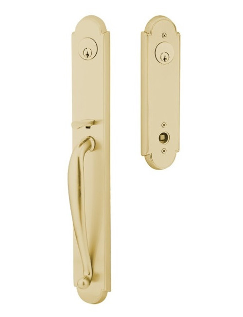 Emtek 4324US4 Satin Brass Wilmington Brass Tubular Style Double Cylinder Entryset with Your Choice of Handle