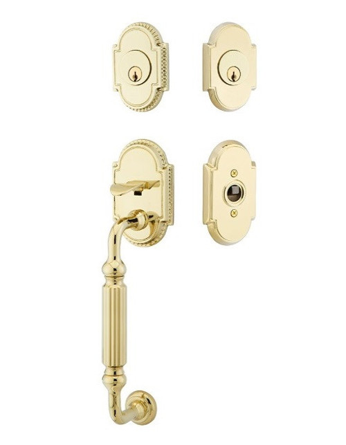 Emtek 4320US3NL Unlacquered Brass Knoxville Brass Tubular Style Double Cylinder Entryset with Your Choice of Handle