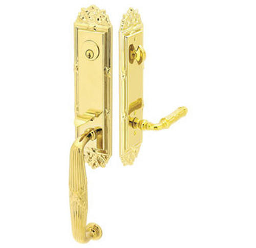Emtek 4701US3NL Unlacquered Brass Ribbon & Reed Brass Tubular Style Dummy Entryset with Your Choice of Handle
