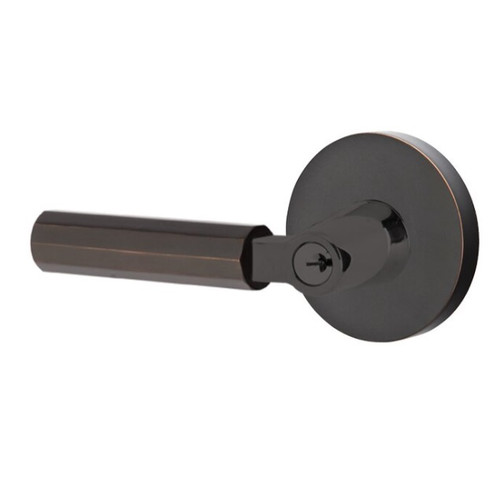 Emtek XXXXUS10B-KLSUS10B-FAUS10B-XX-FD Oil Rubbed Bronze Faceted Dummy Entry Lever with Your Choice of Rosette