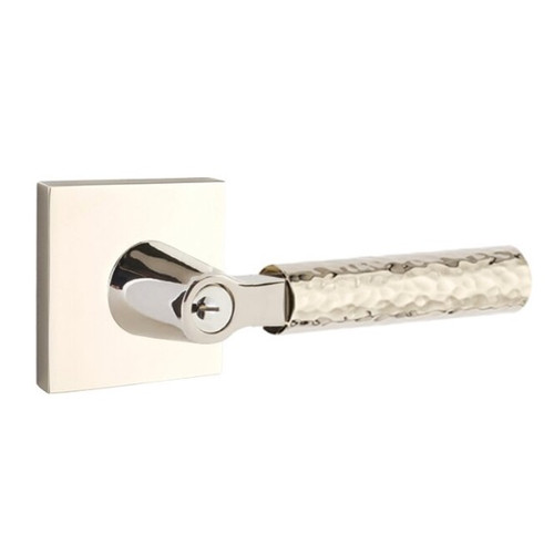 Emtek XXXXUS14-KLSUS14-HAUS14-XX-FD Polished Nickel Hammered Dummy Entry Lever with Your Choice of Rosette