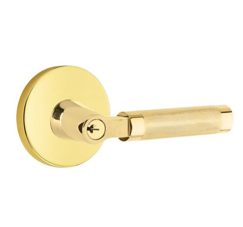 Emtek XXXXUS3NL-KLSUS3NL-KNUS3NL-XX Unlacquered Brass Knurled Keyed Entry Lever with Your Choice of Rosette