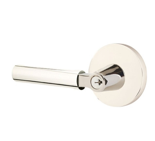 Emtek XXXXUS14-KLSUS14-SMUS14-XX Polished Nickel Smooth Keyed Entry Lever with Your Choice of Rosette