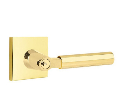 Emtek HEC-US3NL-ENTR Unlacquered Brass Hercules Keyed Entry Lever with Your Choice of Rosette