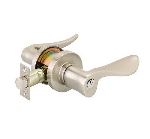 Emtek LU-US3NL-ENTR Unlacquered Brass Luzern Keyed Entry Lever with Your Choice of Rosette