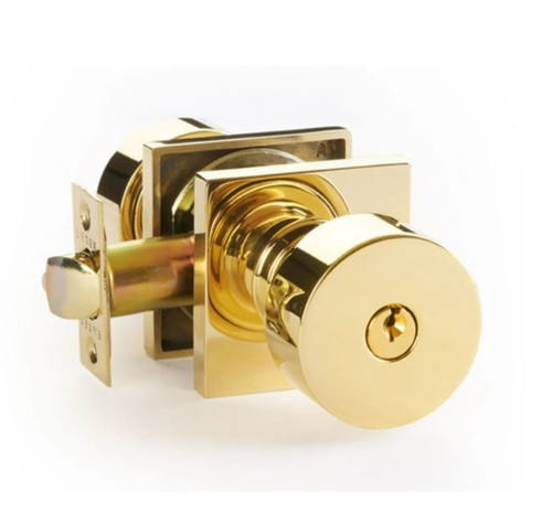 Emtek ROU-US3NL-FD Unlacquered Brass Round Dummy Keyed Entry Knob with Your Choice of Rosette
