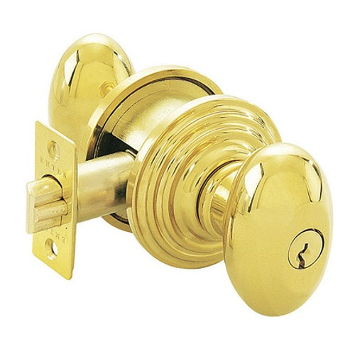 Emtek E-US4-FD Satin Brass Egg Dummy Keyed Entry Knob with Your Choice of Rosette