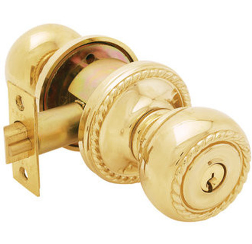 Emtek RK-US3NL-ENTR Unlacquered Brass Rope Keyed Entry Knob with Your Choice of Rosette