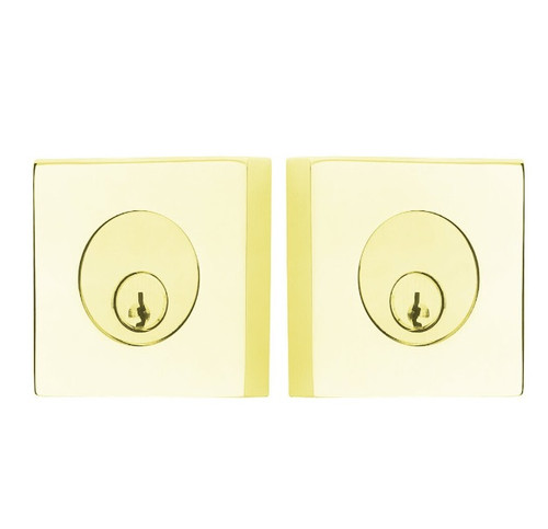 Emtek 8369US3NL Unlacquered Brass Square Style Double Cylinder Deadbolt