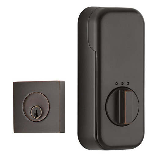 Emtek EMP8469US10B Oil Rubbed Bronze Square Style Empowered Single Cylinder Deadbolt