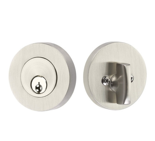 Emtek 8423US15 Satin Nickel Modern Disc Style Single Cylinder Deadbolt