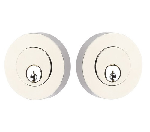 Emtek 8323US14 Polished Nickel Modern Disc Style Double Cylinder Deadbolt