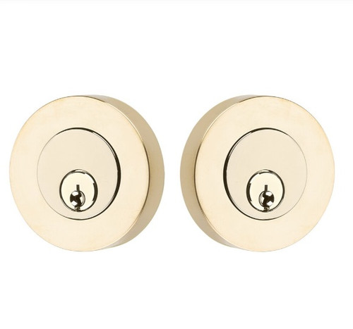 Emtek 8323US3NL Unlacquered Brass Modern Disc Style Double Cylinder Deadbolt