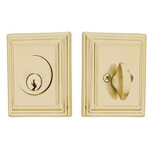 Emtek 8479US4 Satin Brass Wilshire Style Single Cylinder Deadbolt