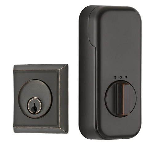 Emtek EMP8468US10B Oil Rubbed Bronze Rectangular Empowered Single Cylinder Deadbolt