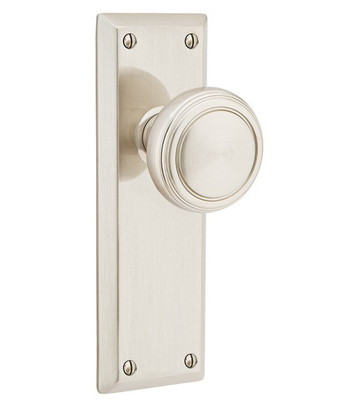 Emtek 8204US3NL Unlacquered Brass Quincy Style Non-Keyed Privacy Sideplate Lockset