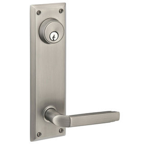 Emtek 8980US3NL Unlacquered Brass Quincy Style 5-1/2" C-to-C Passage/Single Keyed Sideplate Lockset