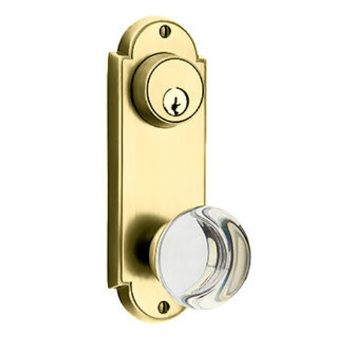 Emtek 8166US3NL Unlacquered Brass Delaware Style 3-5/8" C-to-C Passage/Double Keyed Sideplate Lockset